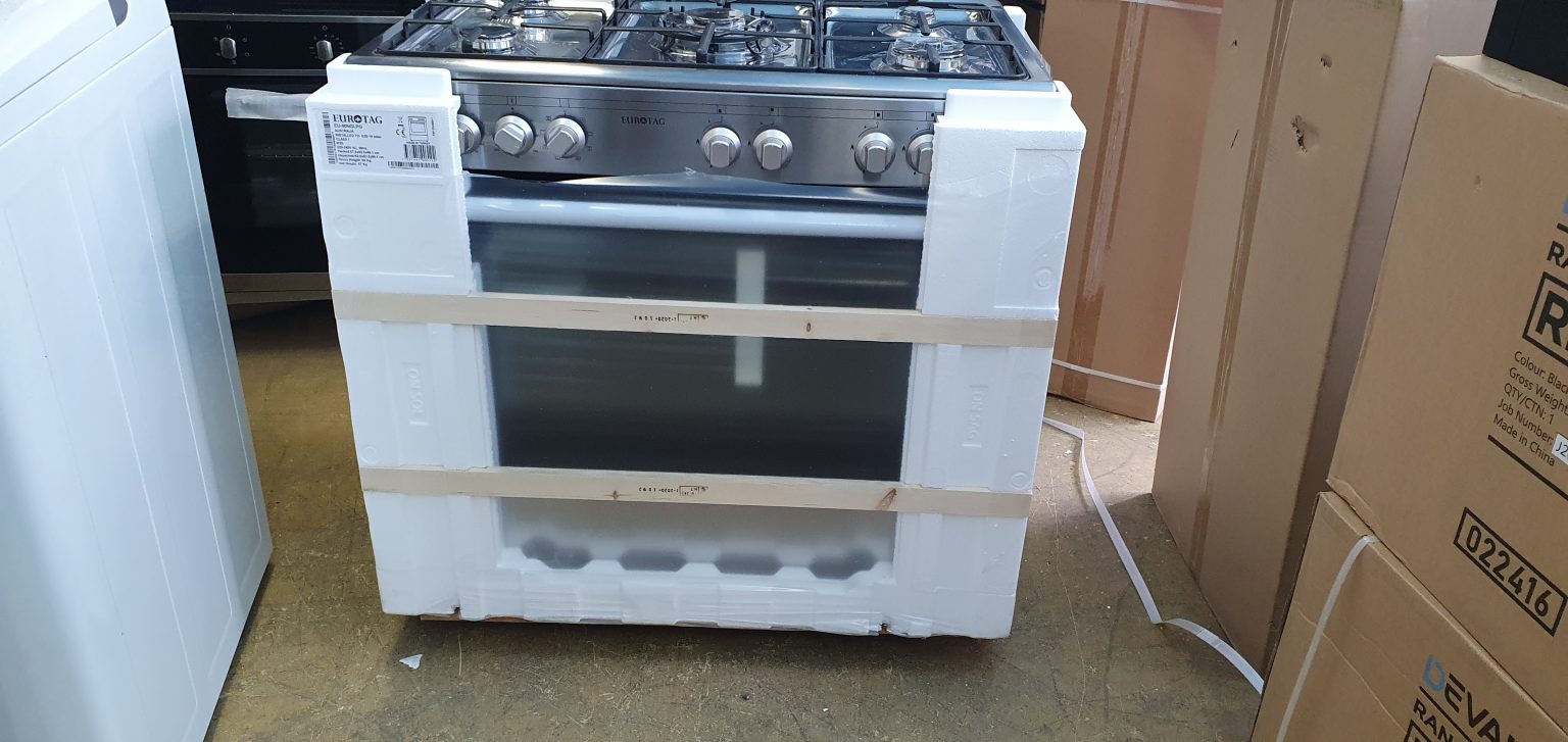 NEW Eurotag 90cm Dual Fuel Freestanding Upright oven/stove 1 years war