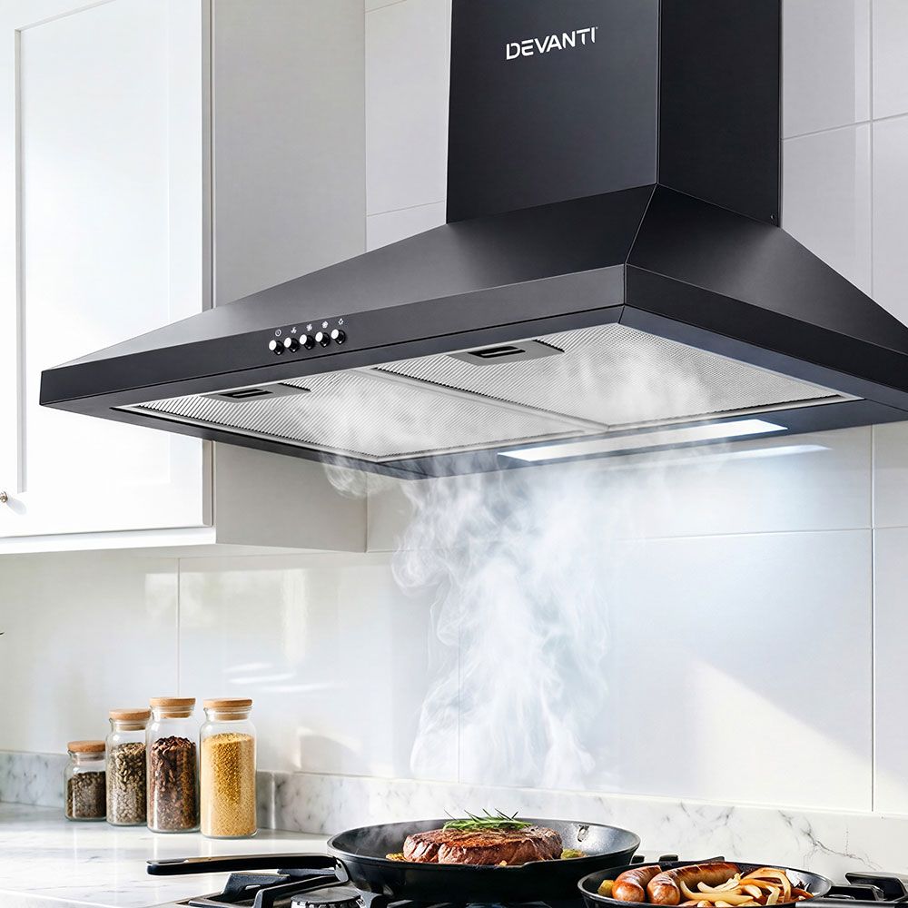 Devanti 60cm Black Pyramid Canopy Rangehood - Image 9