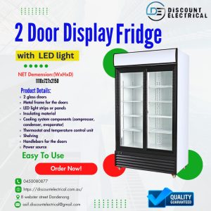EUROTAG 1000L Commercial Double Door Display Fridge
