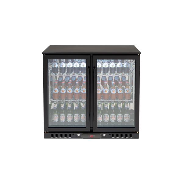 EA900WFBL – 208L Double Glass Doors Black Beverage Cooler