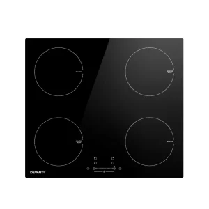Devanti 60cm Induction Cooktop 4 Zone Black Glass