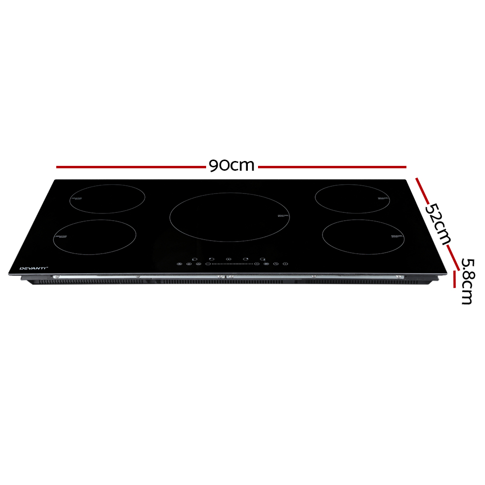 Devanti Induction Cooktop 90cm Electric Cooker - Image 2