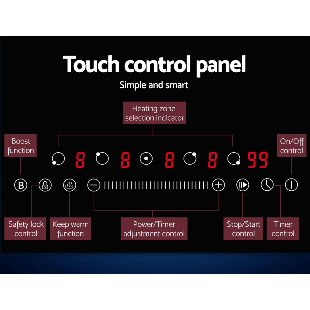 Devanti Induction Cooktop 90cm Electric Cooker - Image 6
