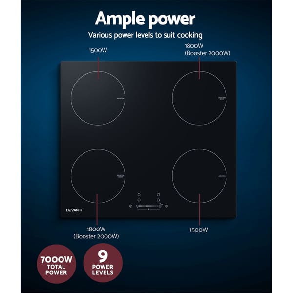 Devanti Induction Cooktop 60cm Electric Cooker - Image 3