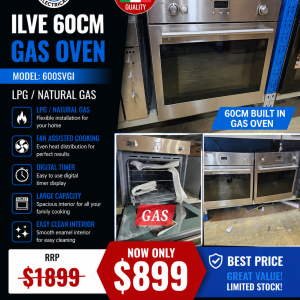 ILVE 60cm Natural Gas Built-In Oven 600SVGI