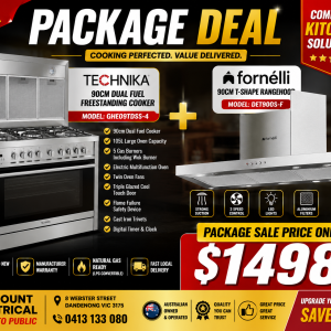 Complete Kitchen Package Deal Technika 90cm Cooker + Fornelli 90cm Rangehood