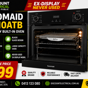 Euromaid EO610ATB 60cm AirFry Built-In Electric Oven Black Glass Ex Display