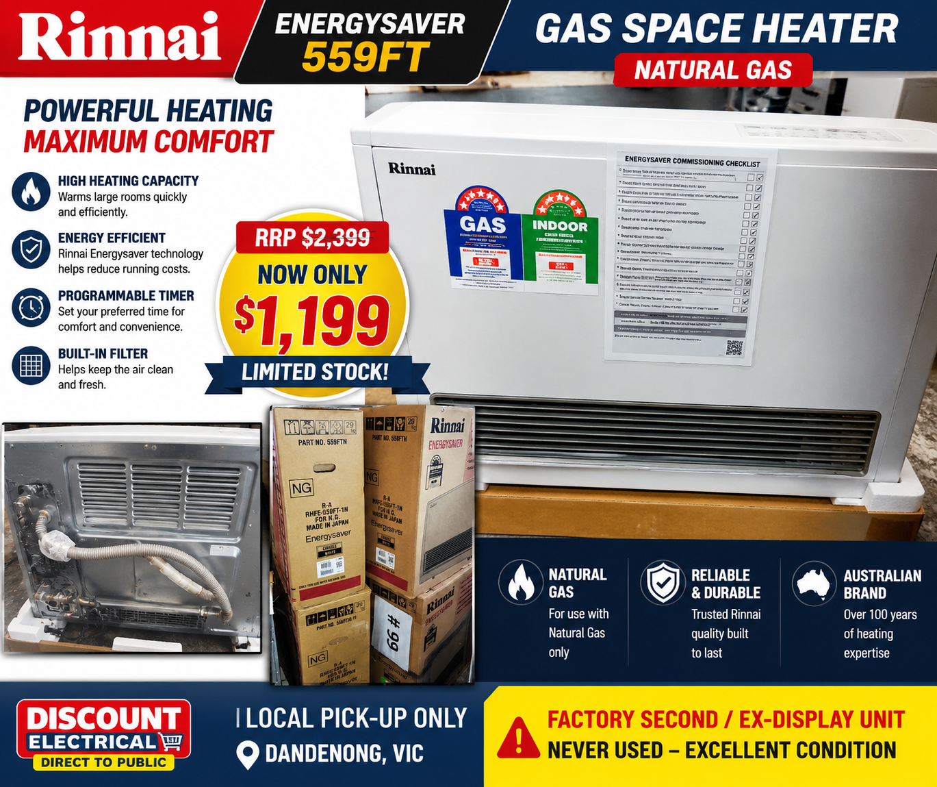 Rinnai Energysaver RHFE-559FT-1N Natural Gas Space Heater