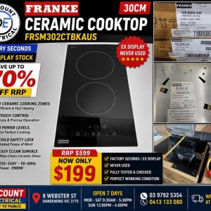 Franke FRSM302CTBKAUS 30cm Ceramic Cooktop – Brand New