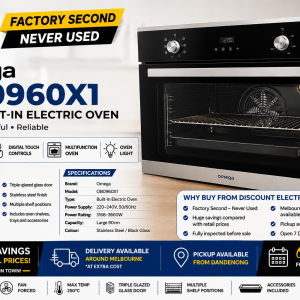 Omega OBO960X1 90cm Built-In Electric Oven Factory Second – Never Used