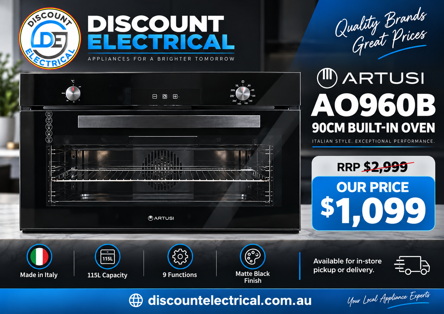 Artusi AO960B 90cm Built-In Oven