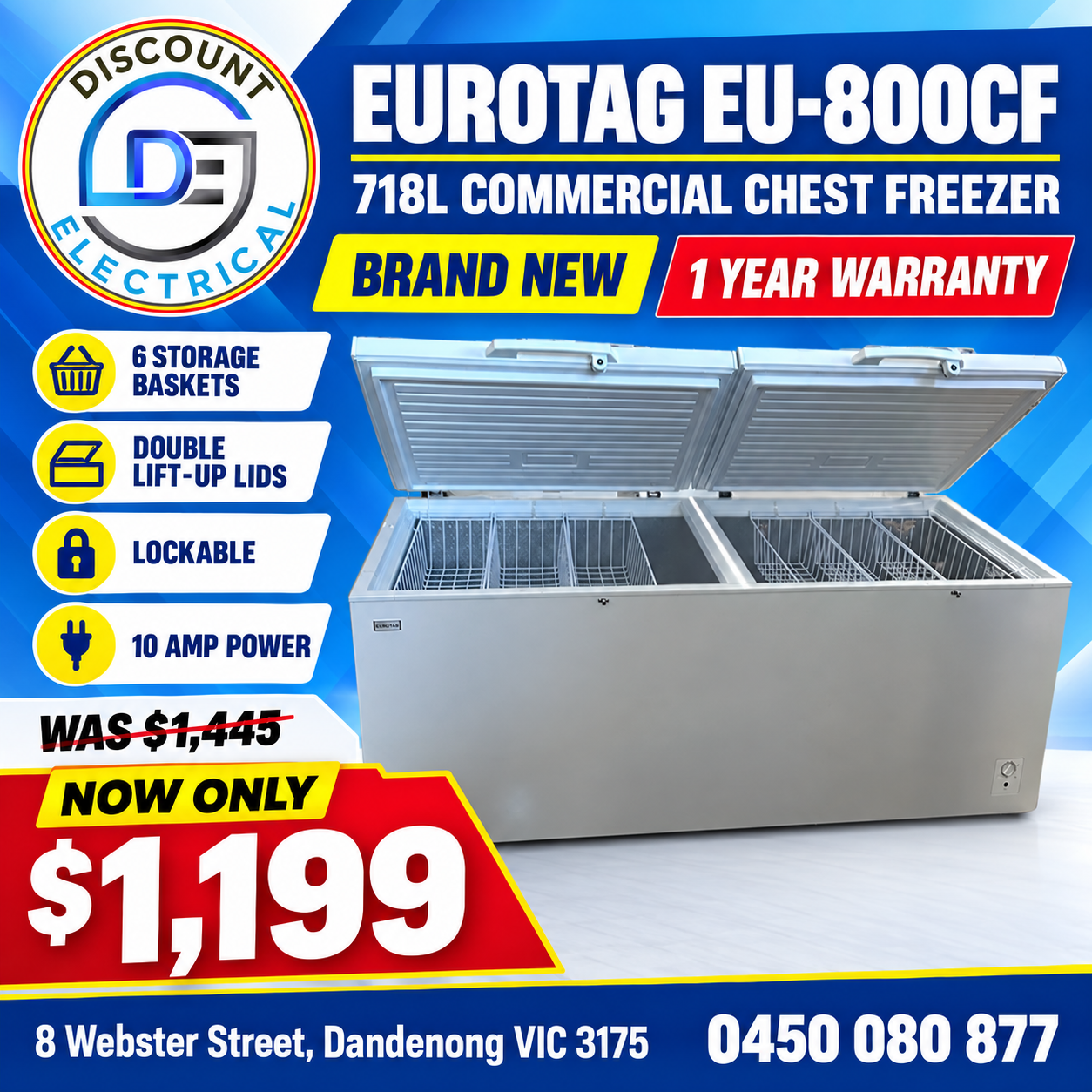 Eurotag EU-800CF 718L Commercial Chest Freezer