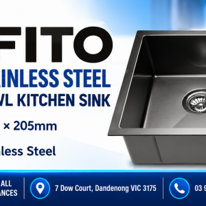 Cefito black stainless steel double bowl sink 770 × 450mm