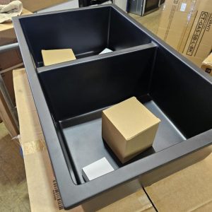 Cefito SINK-STONE-A-7745-BK 77cm Black Granite Double Bowl Kitchen Sink