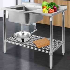 Cefito stainless steel sink bench 100cm with left bowl