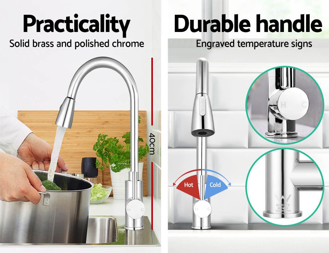 Cefito chrome pull-out kitchen mixer tap TAP-A-82H11-SI