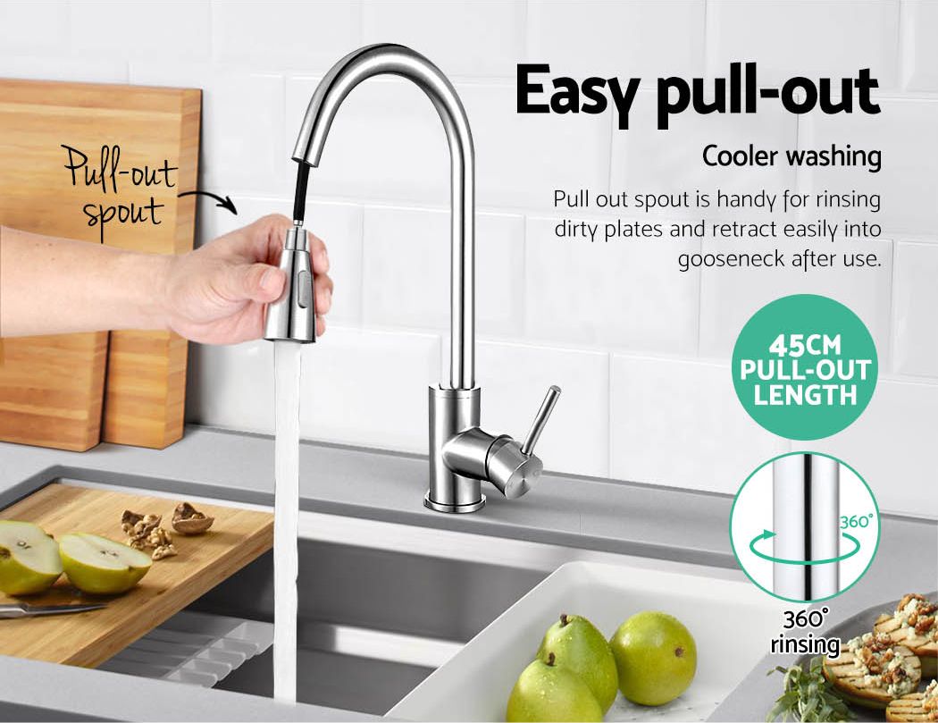 Cefito chrome pull-out kitchen mixer tap TAP-A-82H11-SI