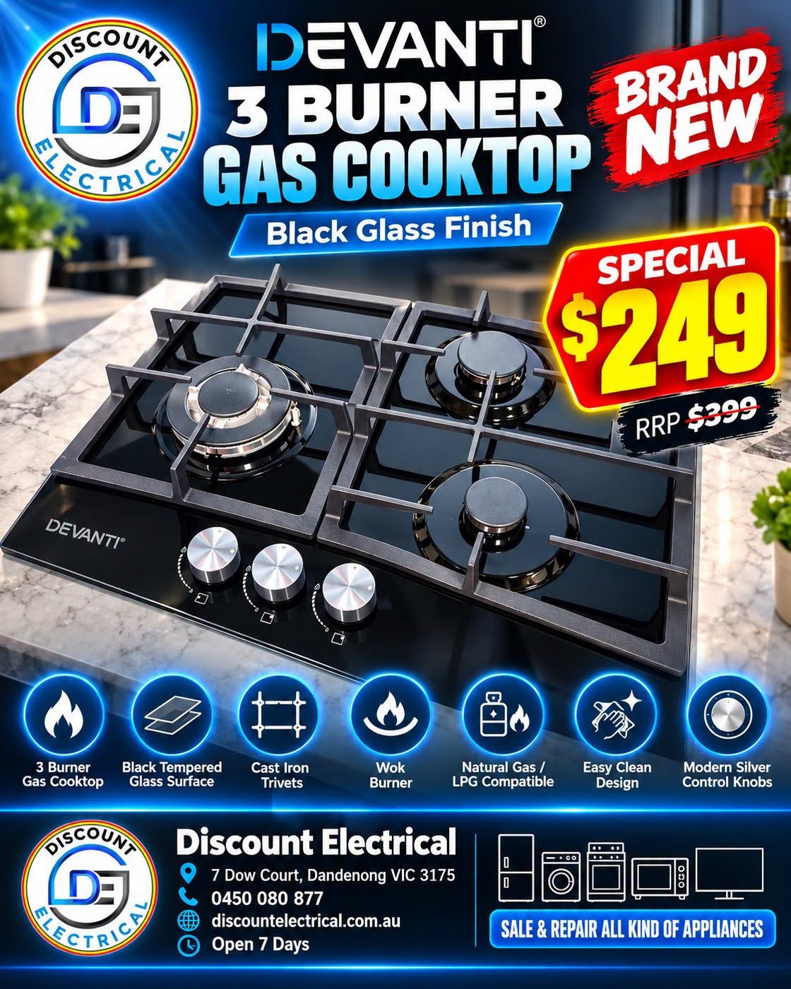 Devanti CT-GAS-3B-BK