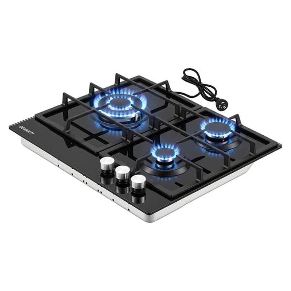 Devanti 59cm 3 Burner Gas Cooktop Black Glass – CT-GAS-3B-BK - Image 2