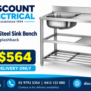 Cefito stainless steel sink bench 120cm with left bowl and splashback